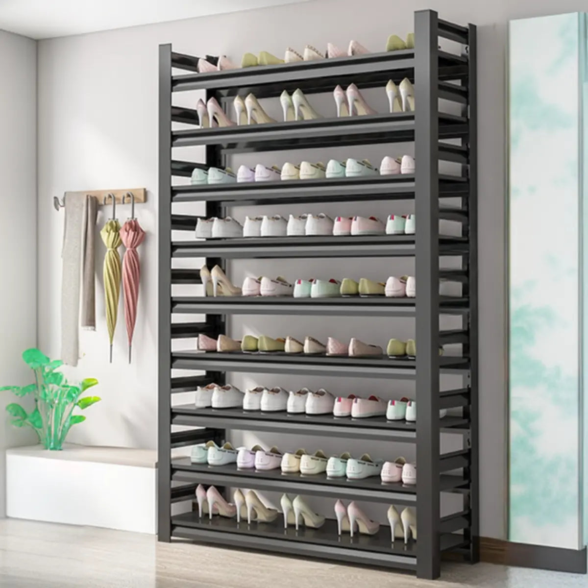 Adjustable Simple Shelf Metal Entryway Storage Shoe Rack Image - 5