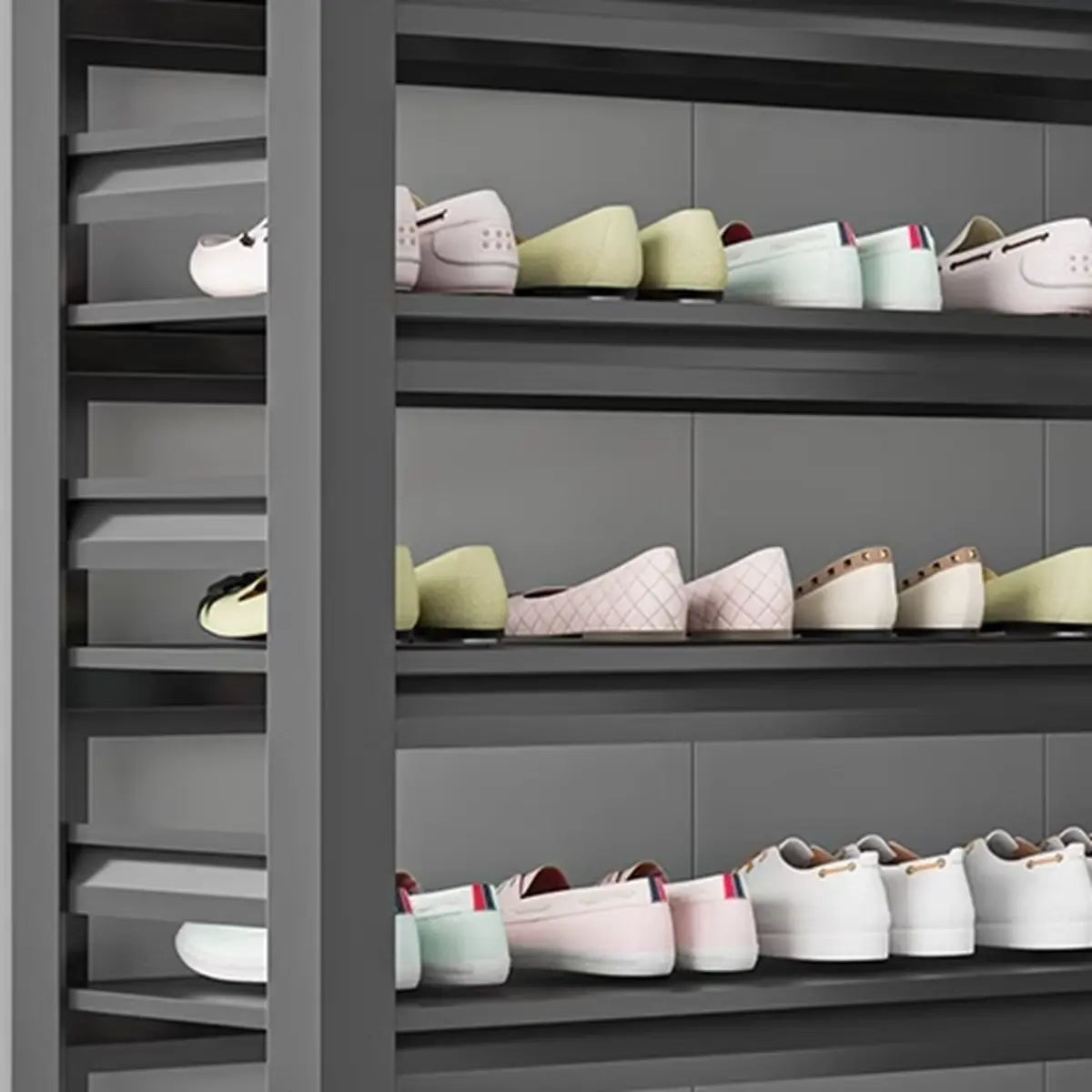 Adjustable Simple Shelf Metal Entryway Storage Shoe Rack Image - 7
