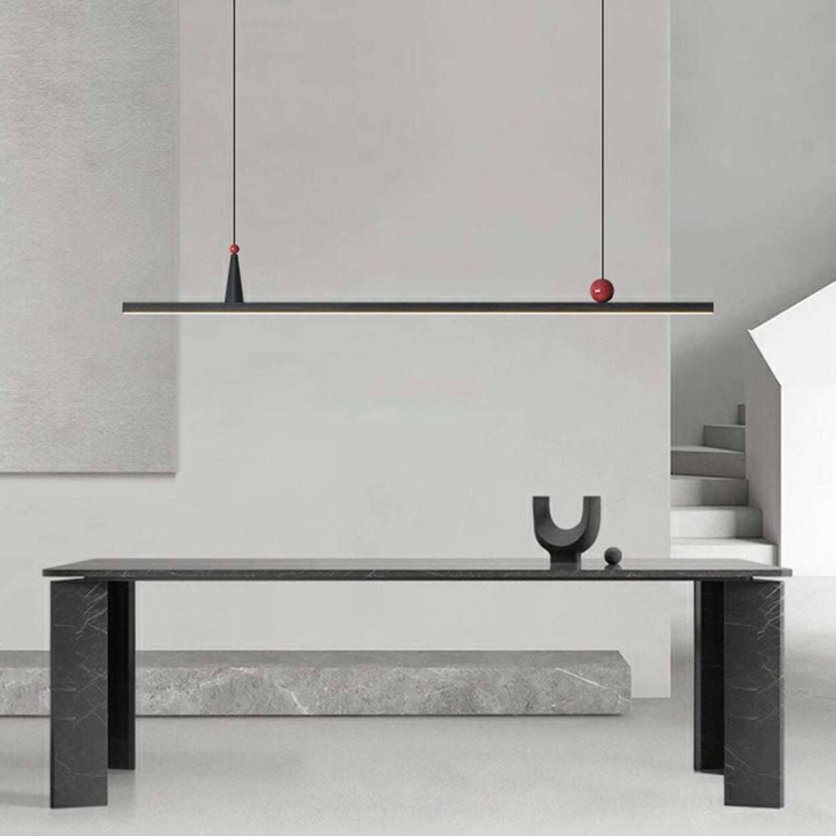 Adjustable Sleek Black Linear Island Pendant Light Image - 3