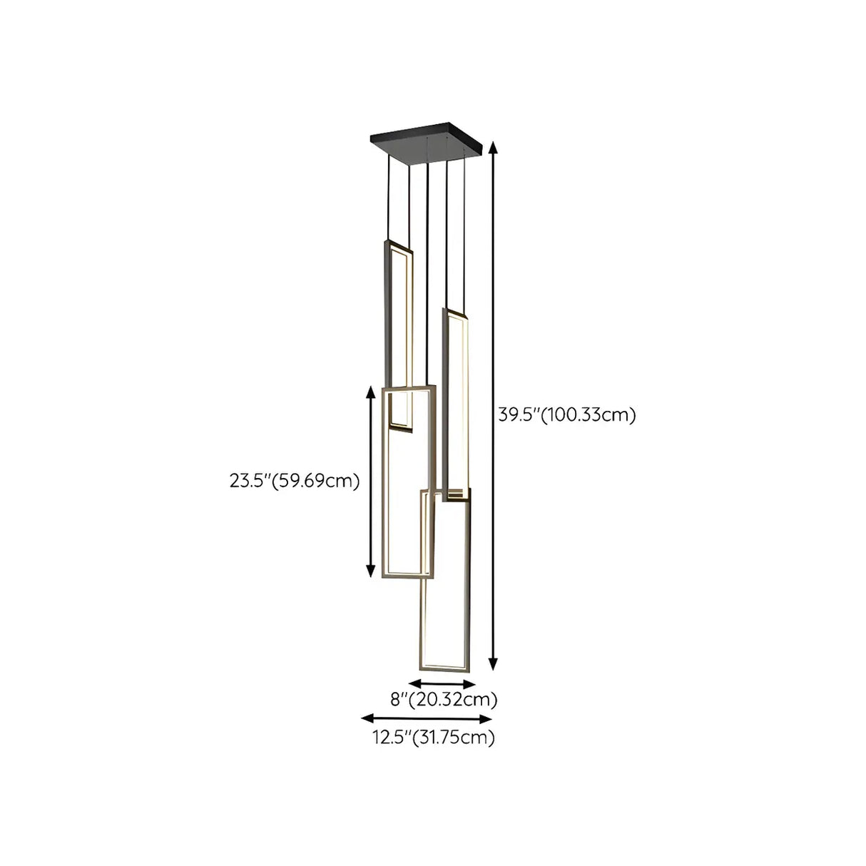 Adjustable Staircase Rectangle LED Pendant Light Image - 12