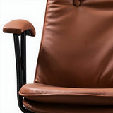 Adjustable Steel Frame Leather Office Chair with Arms Image - 14