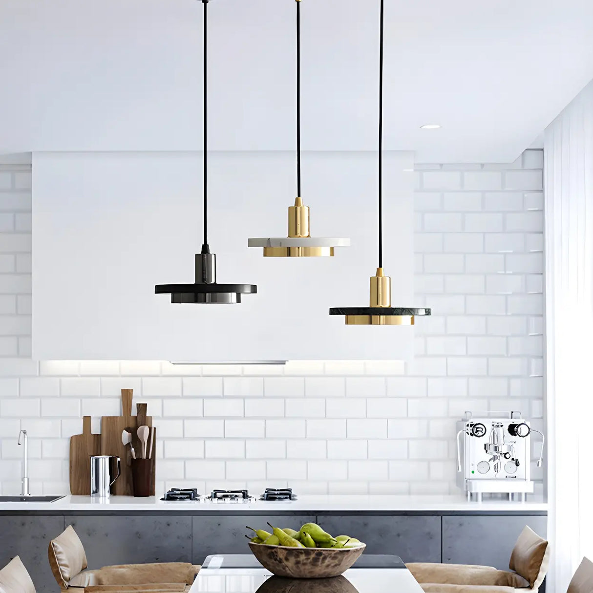 Adjustable Stone Geometric LED Pendant Light Warm Light Image - 4