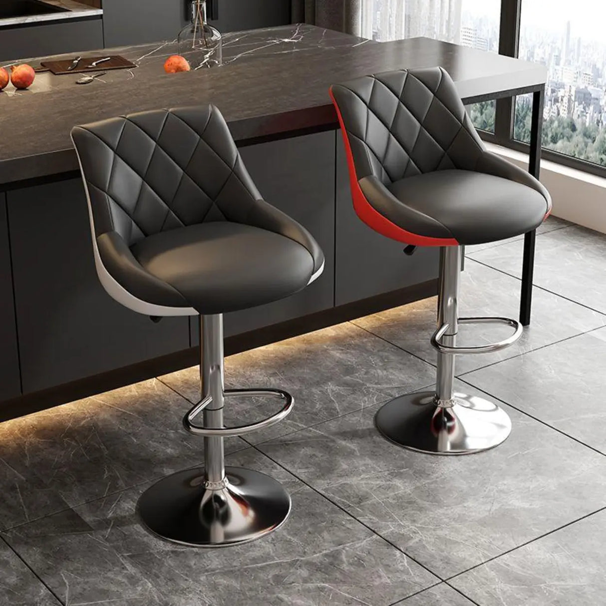 Adjustable Swivel Bar Stool with Padded Seat Image - 1