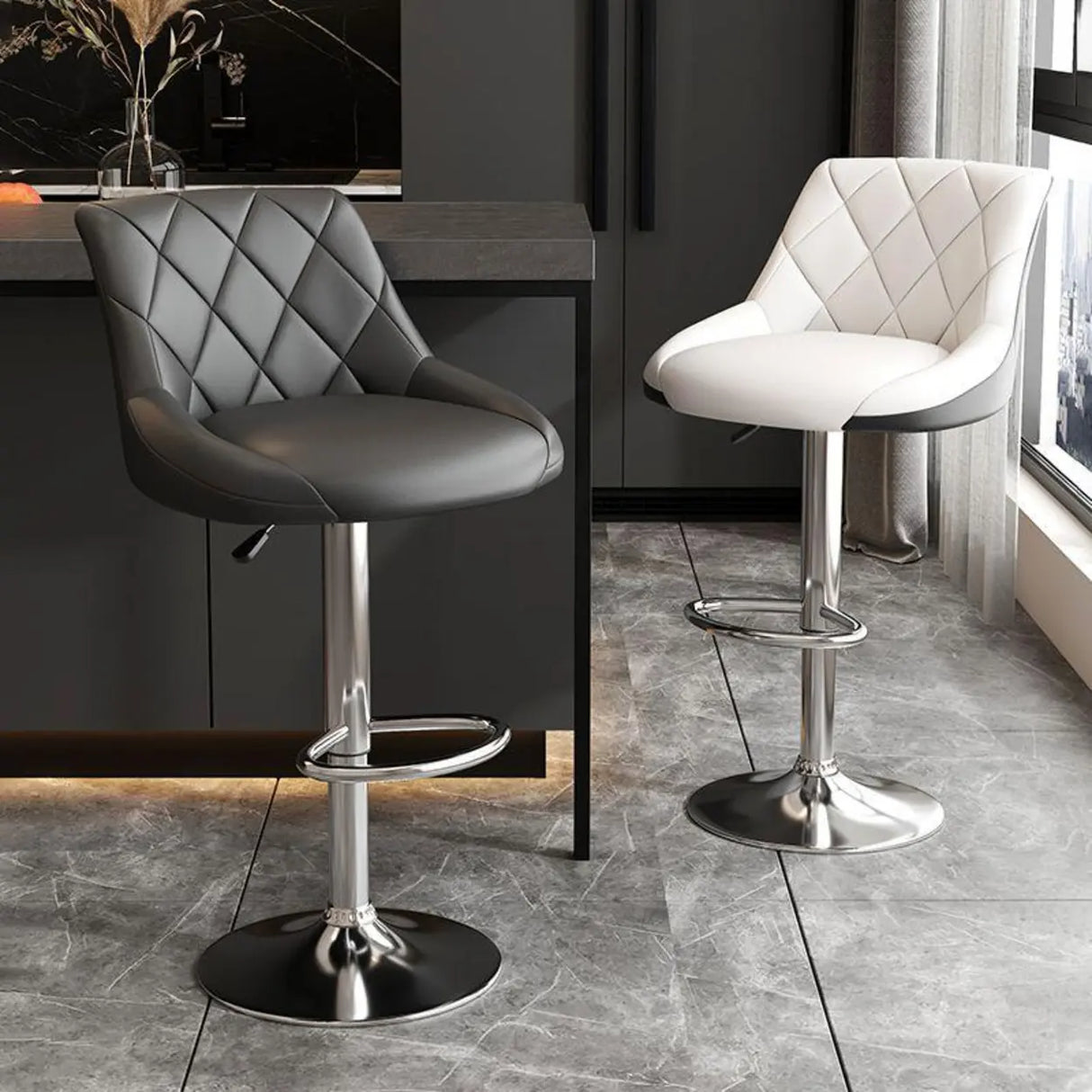 Adjustable Swivel Bar Stool with Padded Seat Image - 5