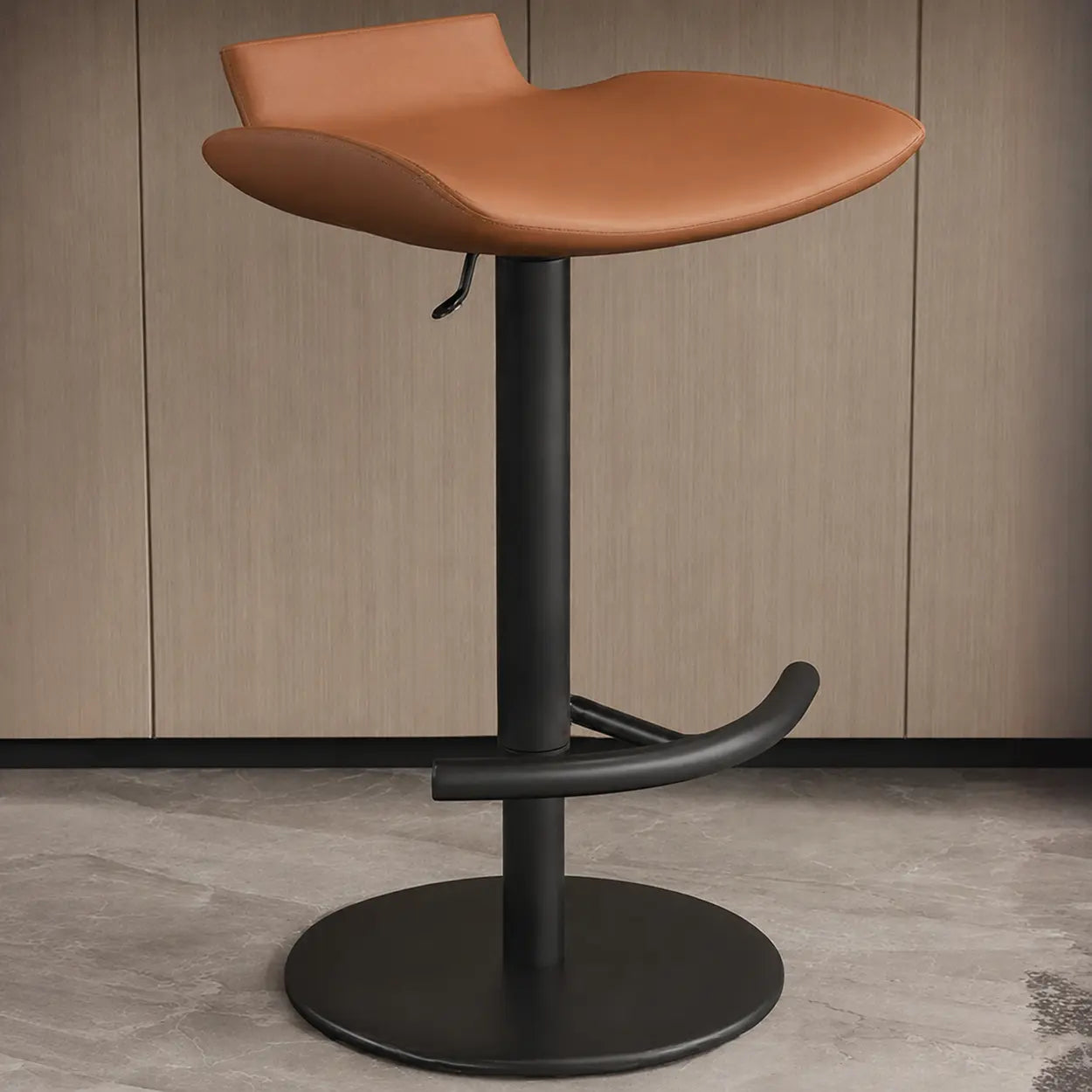 Adjustable Swivel Bucket Leather Metal Frame Bar Stool Image - 2