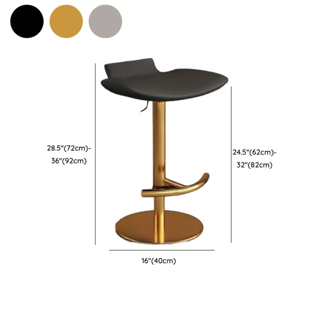 Adjustable Swivel Bucket Leather Metal Frame Bar Stool 