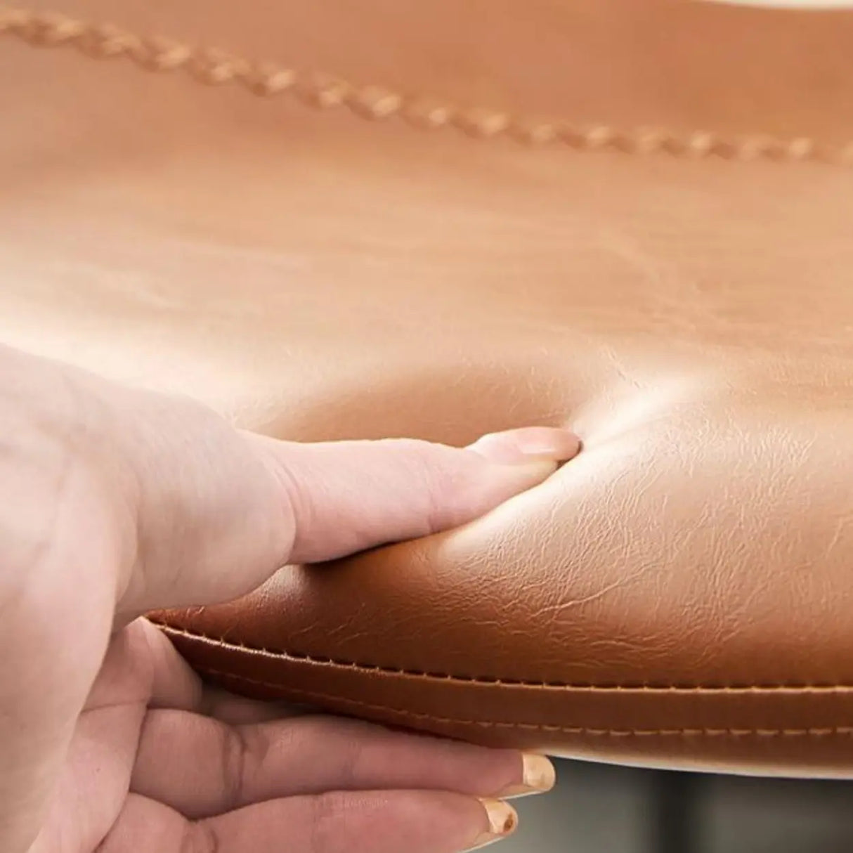 Adjustable Swivel Leather Low Back Bar Stool with Footrest Image - 12