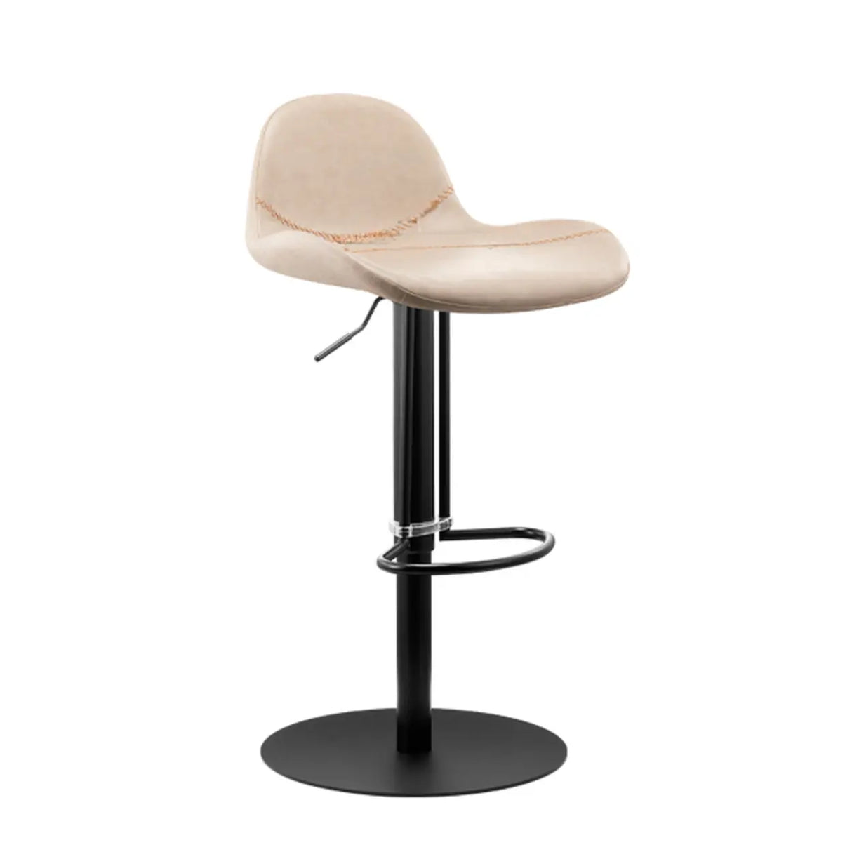 Adjustable Swivel Leather Low Back Bar Stool with Footrest Image - 14