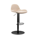 Adjustable Swivel Leather Low Back Bar Stool with Footrest Image - 14