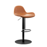 Adjustable Swivel Leather Low Back Bar Stool with Footrest Image - 15