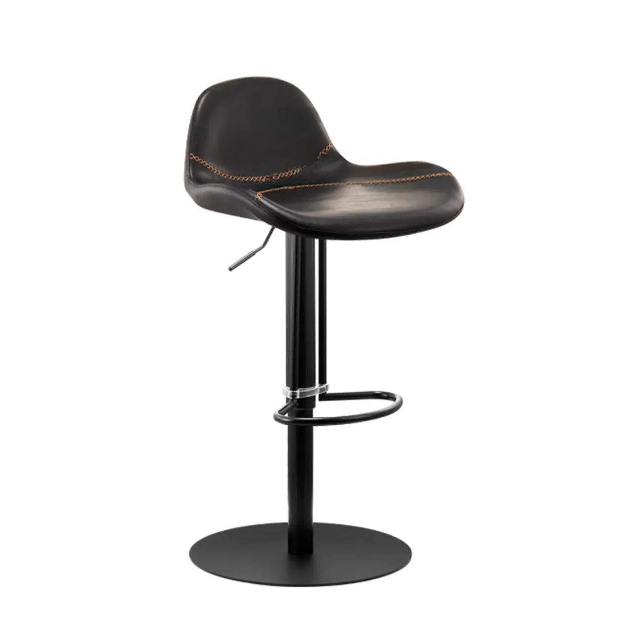 Adjustable Swivel Leather Low Back Bar Stool with Footrest Image - 18