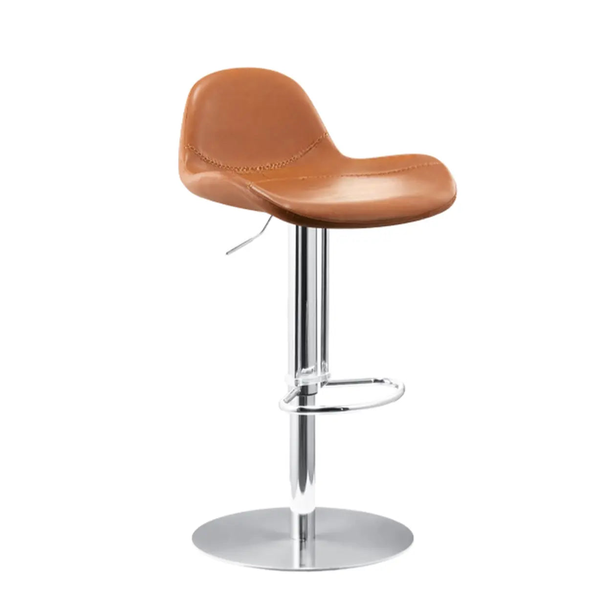 Adjustable Swivel Leather Low Back Bar Stool with Footrest Image - 2