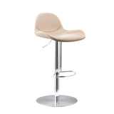 Adjustable Swivel Leather Low Back Bar Stool with Footrest Image - 4