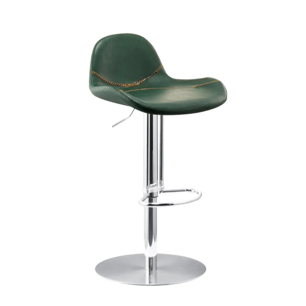Adjustable Swivel Leather Low Back Bar Stool with Footrest Image - 5