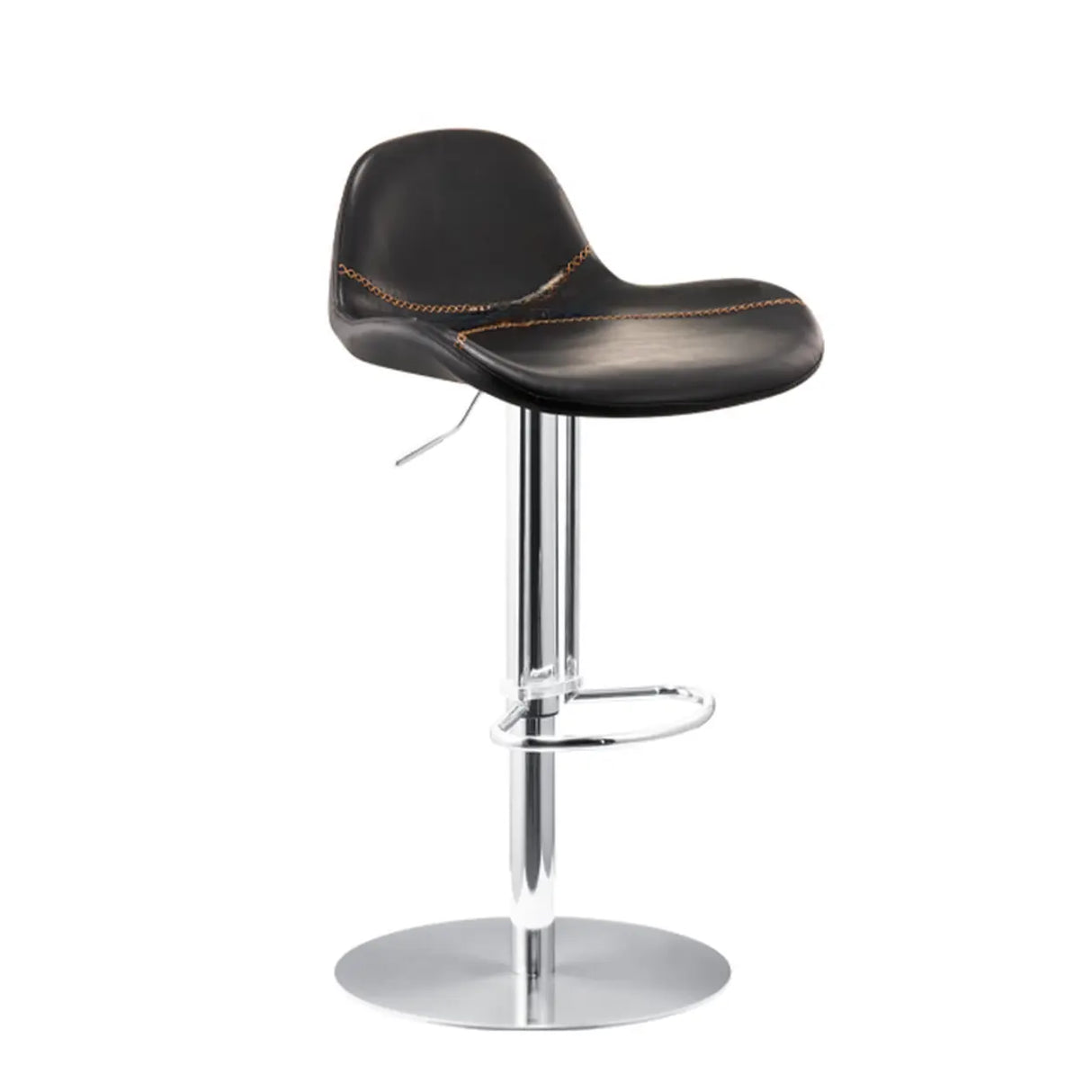 Adjustable Swivel Leather Low Back Bar Stool with Footrest Image - 7