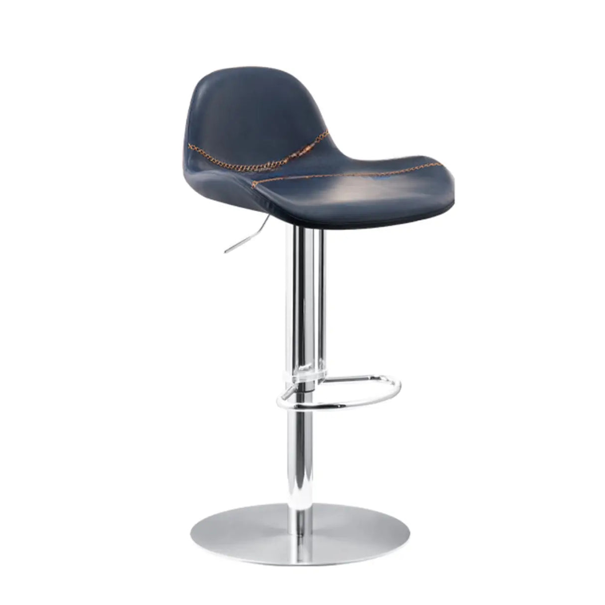 Adjustable Swivel Leather Low Back Bar Stool with Footrest Image - 9