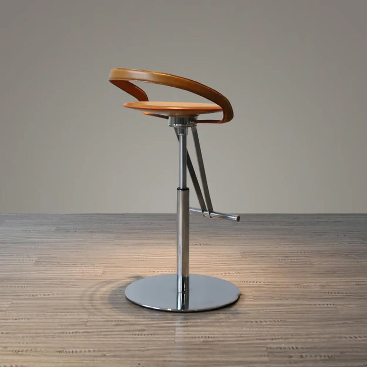 Adjustable Swivel Leather Steel Bar Stool with Footrest Image - 10