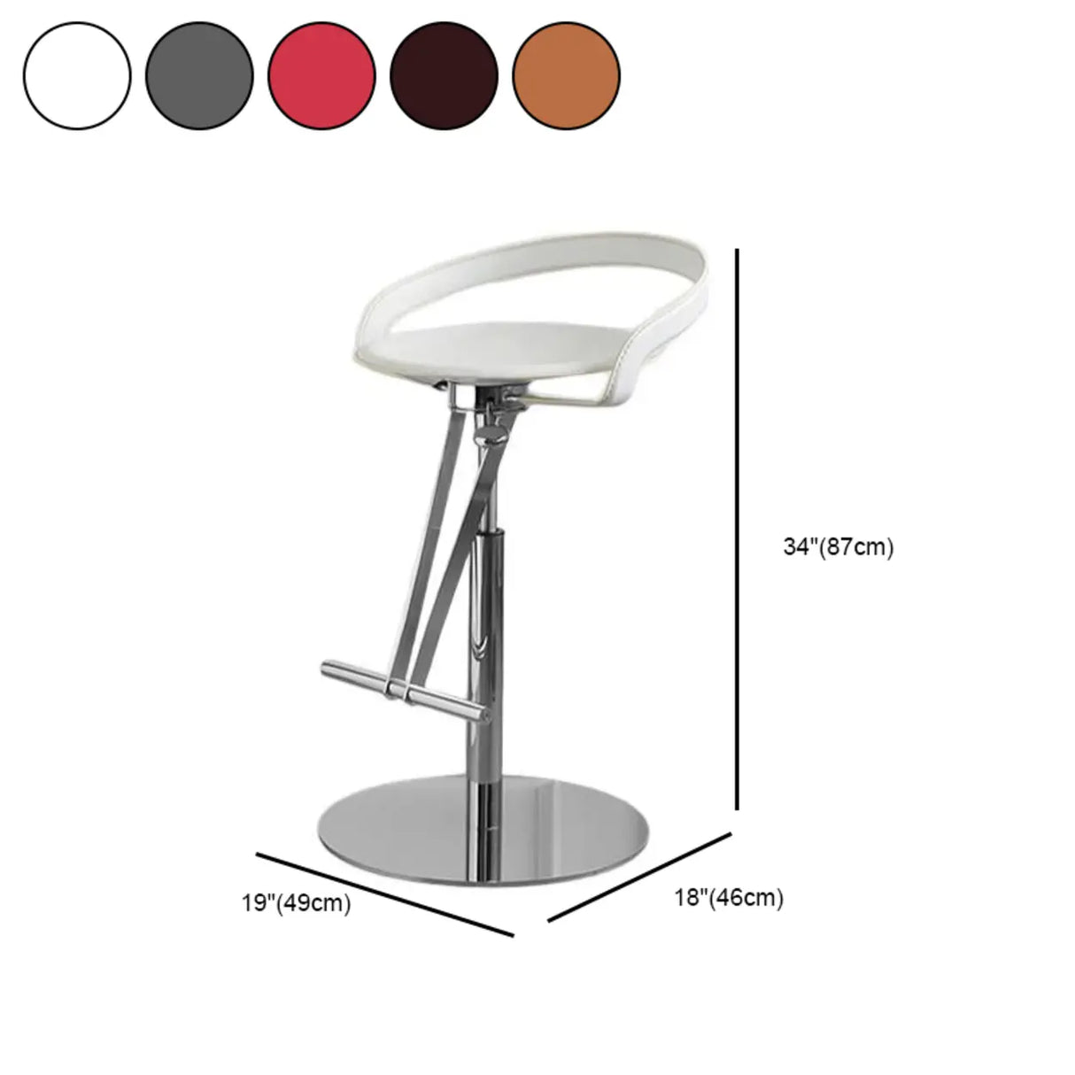 Adjustable Swivel Leather Steel Bar Stool with Footrest 
