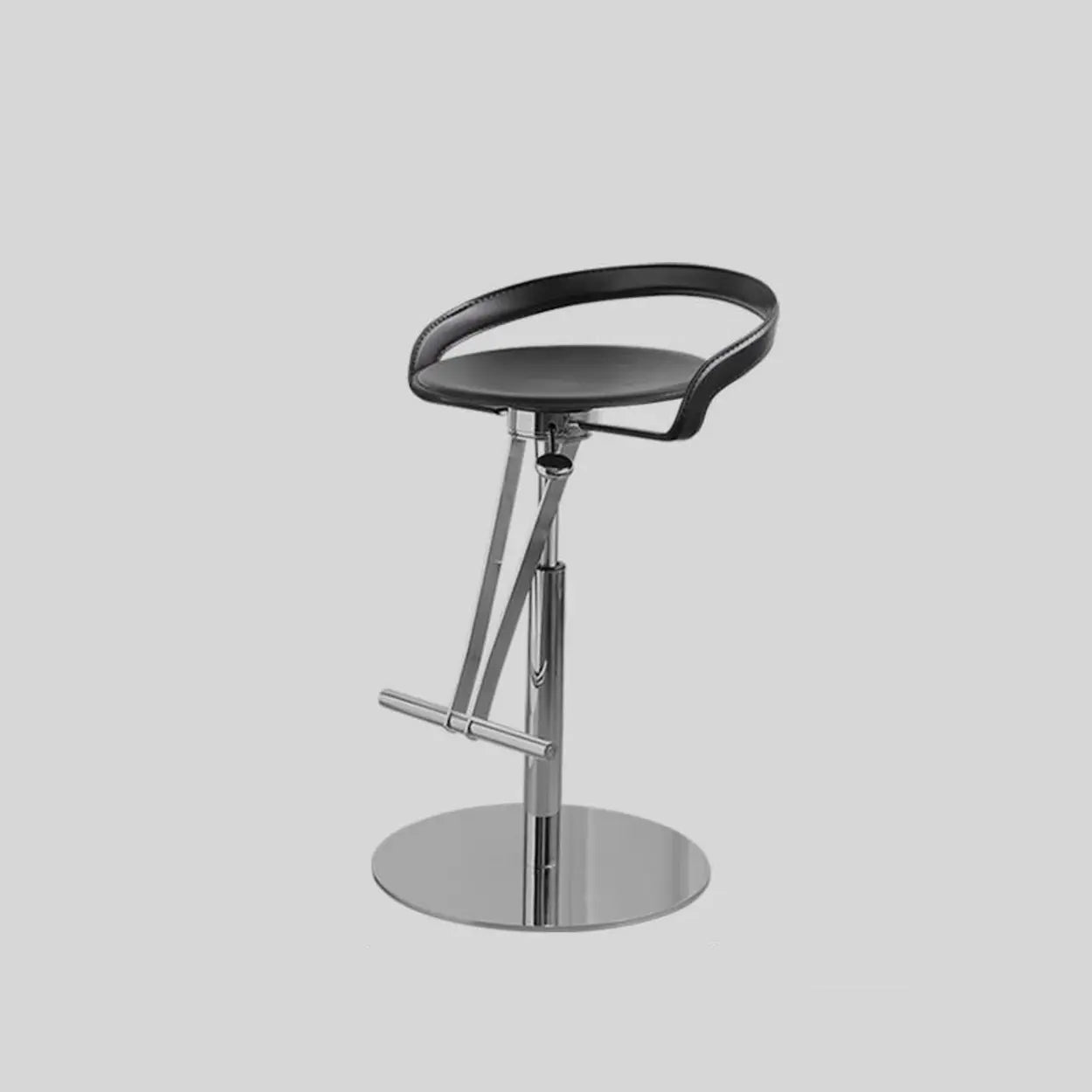 Adjustable Swivel Leather Steel Bar Stool with Footrest Image - 3