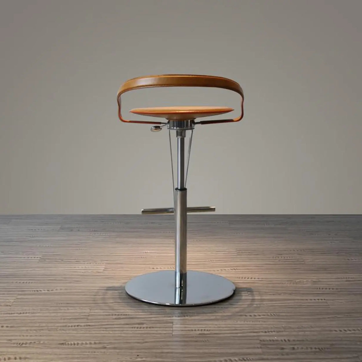 Adjustable Swivel Leather Steel Bar Stool with Footrest Image - 8