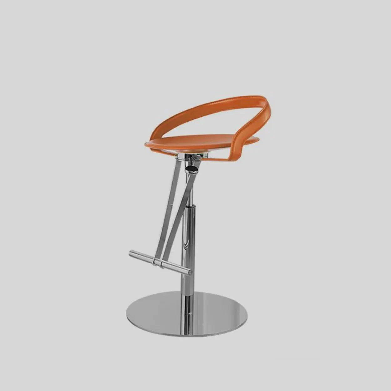 Adjustable Swivel Leather Steel Bar Stool with Footrest Image - 9