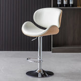 Adjustable Swivel Modern Leather Bar Stool with Curved Backrest Image - 11