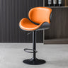 Adjustable Swivel Modern Leather Bar Stool with Curved Backrest Image - 3
