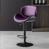 Adjustable Swivel Modern Leather Bar Stool with Curved Backrest Image - 5
