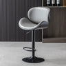 Adjustable Swivel Modern Leather Bar Stool with Curved Backrest Image - 9