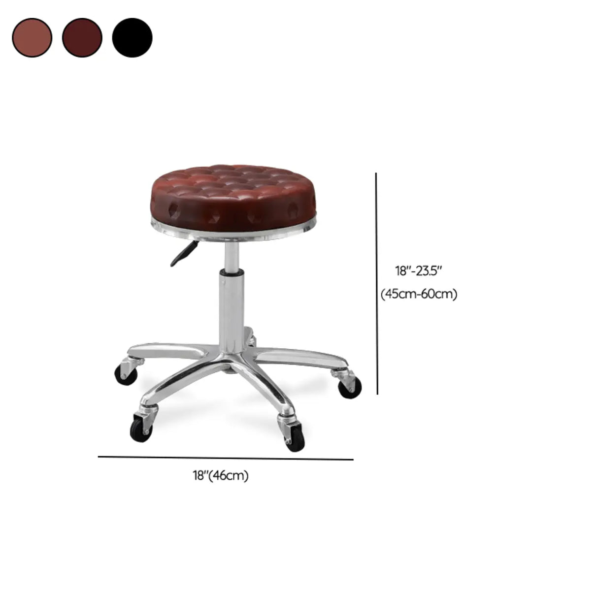Adjustable Swivel Round Leather Bar Stool with Wheels 