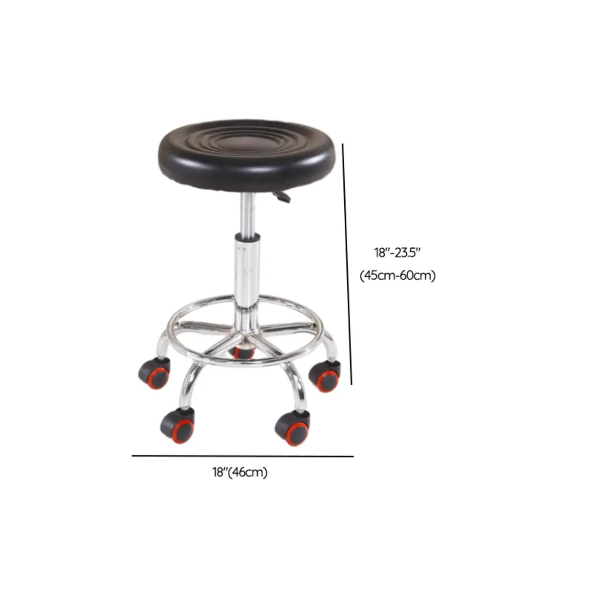 Adjustable Swivel Round Leather Bar Stool with Wheels Image - 13