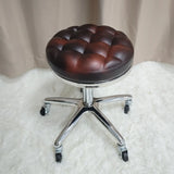Adjustable Swivel Round Leather Bar Stool with Wheels Image - 2