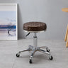 Adjustable Swivel Round Leather Bar Stool with Wheels Image - 4