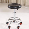 Adjustable Swivel Round Leather Bar Stool with Wheels Image - 7