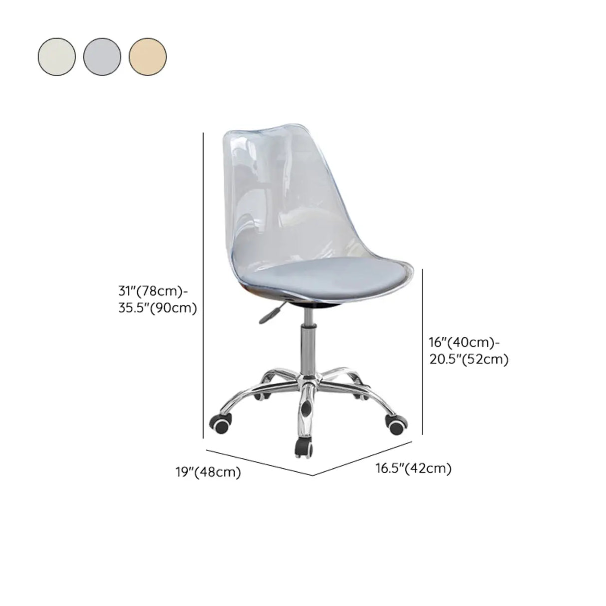 Adjustable Transparent Acrylic Office Chair with Casters Image - 20