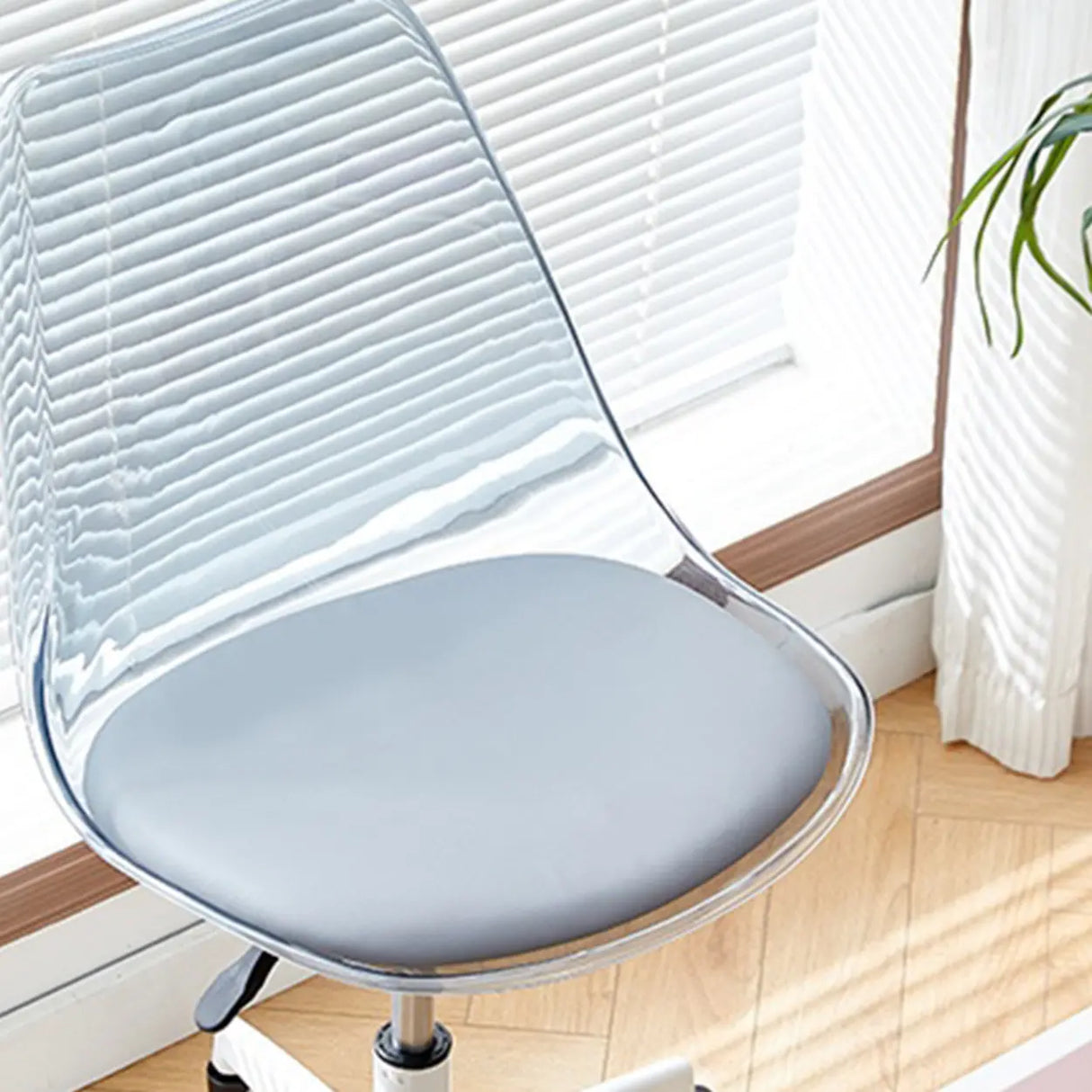 Adjustable Transparent Acrylic Office Chair with Casters Image - 12