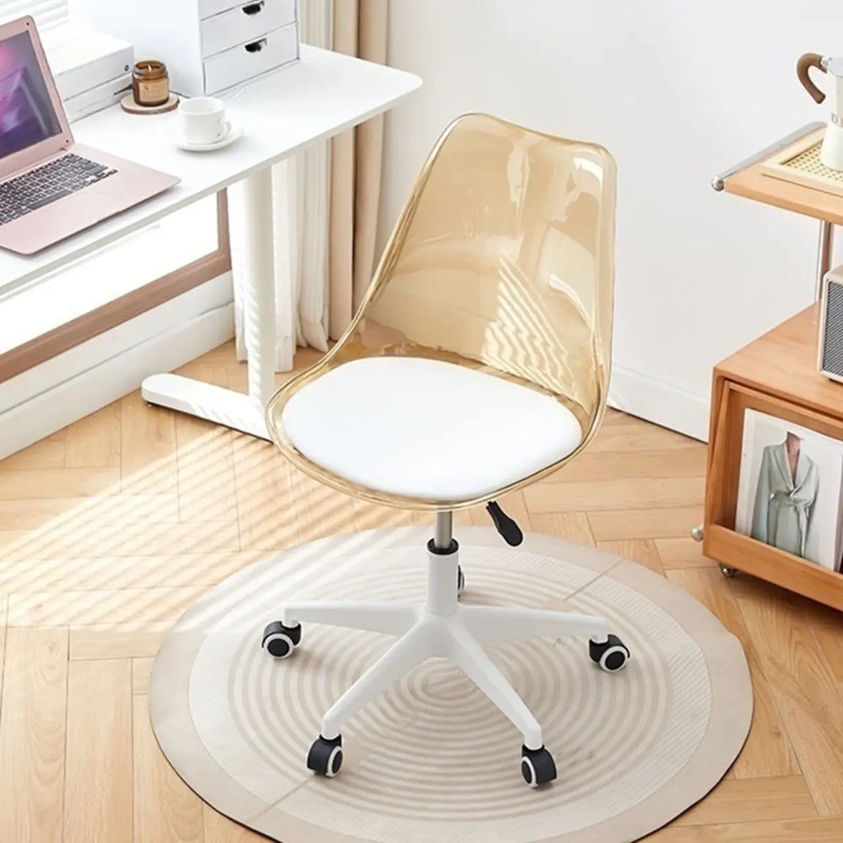 Adjustable Transparent Acrylic Office Chair with Casters Image - 4
