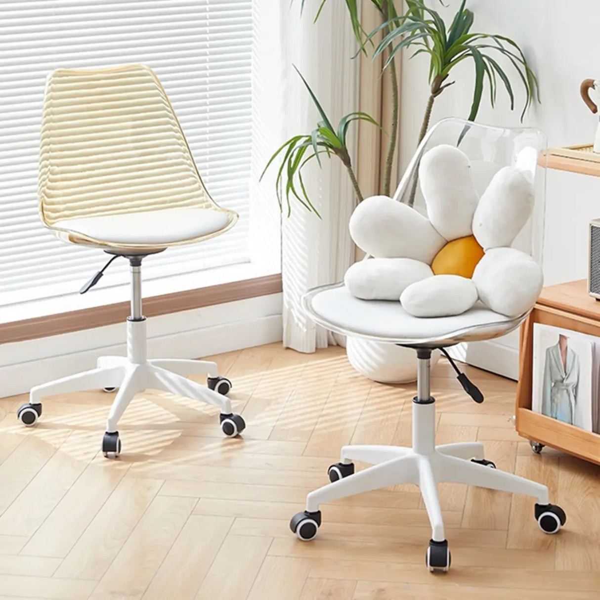 Adjustable Transparent Acrylic Office Chair with Casters Image - 6