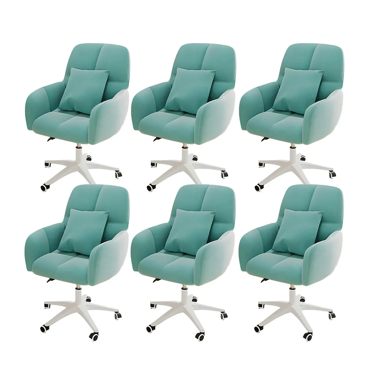 Adjustable Upholstered Curved Leather Off-White Office Chair Image - 57