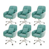 Adjustable Upholstered Curved Leather Off-White Office Chair Image - 57