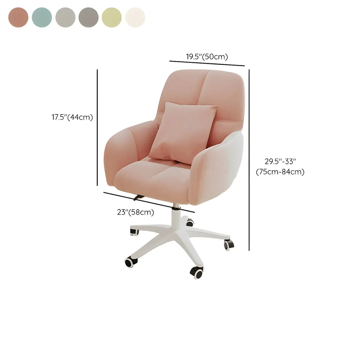Adjustable Upholstered Curved Leather Off-White Office Chair 