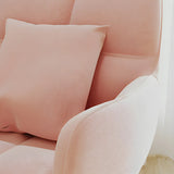 Adjustable Upholstered Curved Leather Off-White Office Chair Image - 13