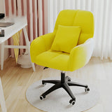 Adjustable Upholstered Curved Leather Off-White Office Chair Image - 16