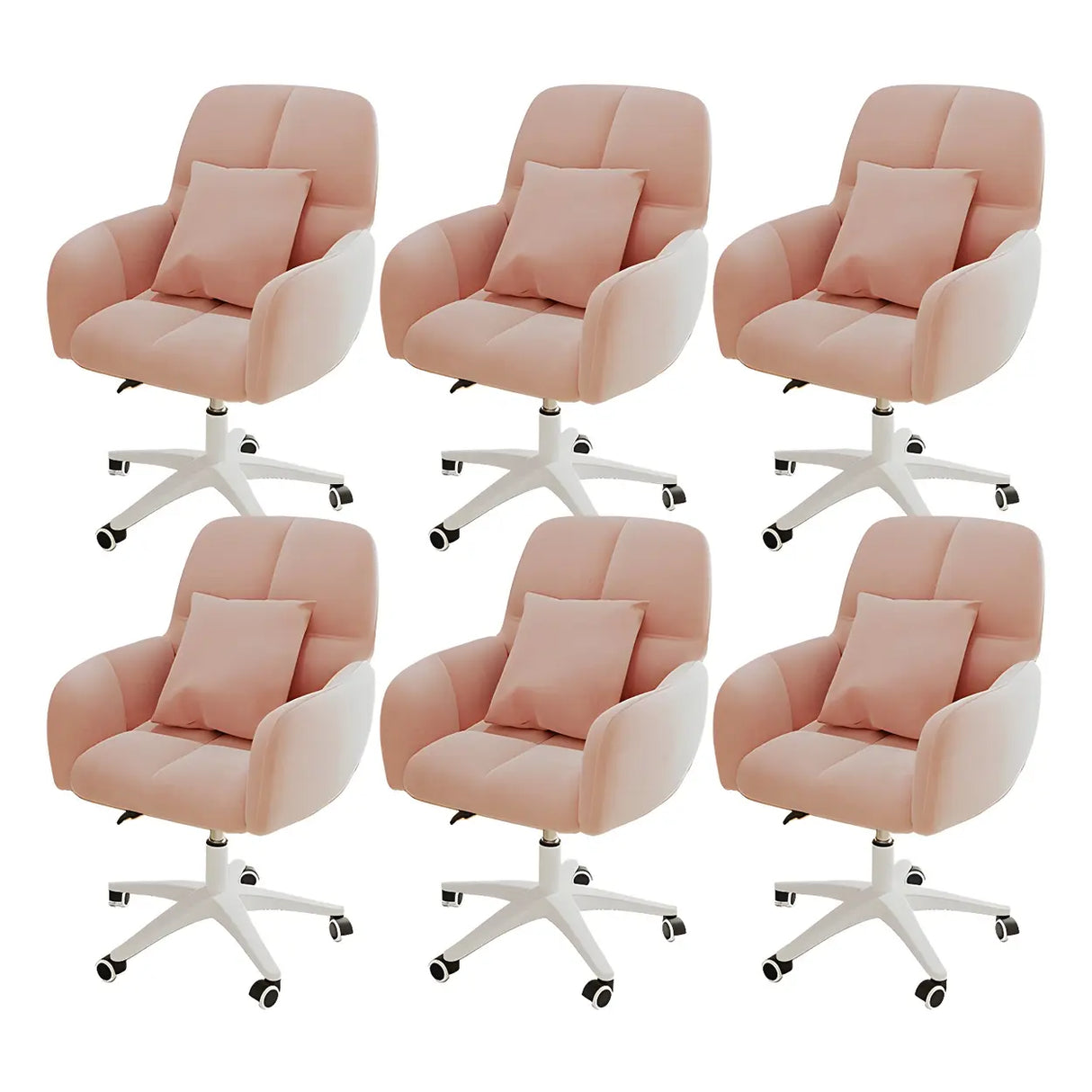 Adjustable Upholstered Curved Leather Off-White Office Chair Image - 48
