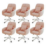 Adjustable Upholstered Curved Leather Off-White Office Chair Image - 48