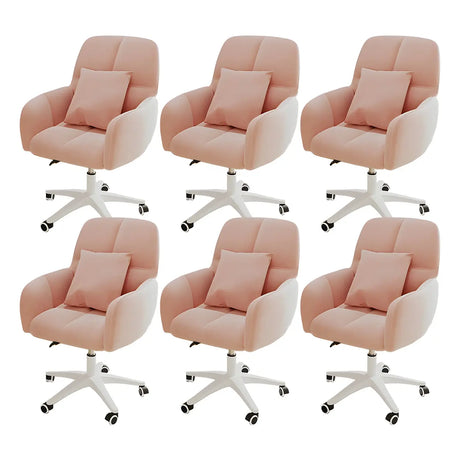 Adjustable Upholstered Curved Leather Off-White Office Chair Image - 48