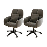 Adjustable Upholstered Curved Leather Off-White Office Chair Image - 22