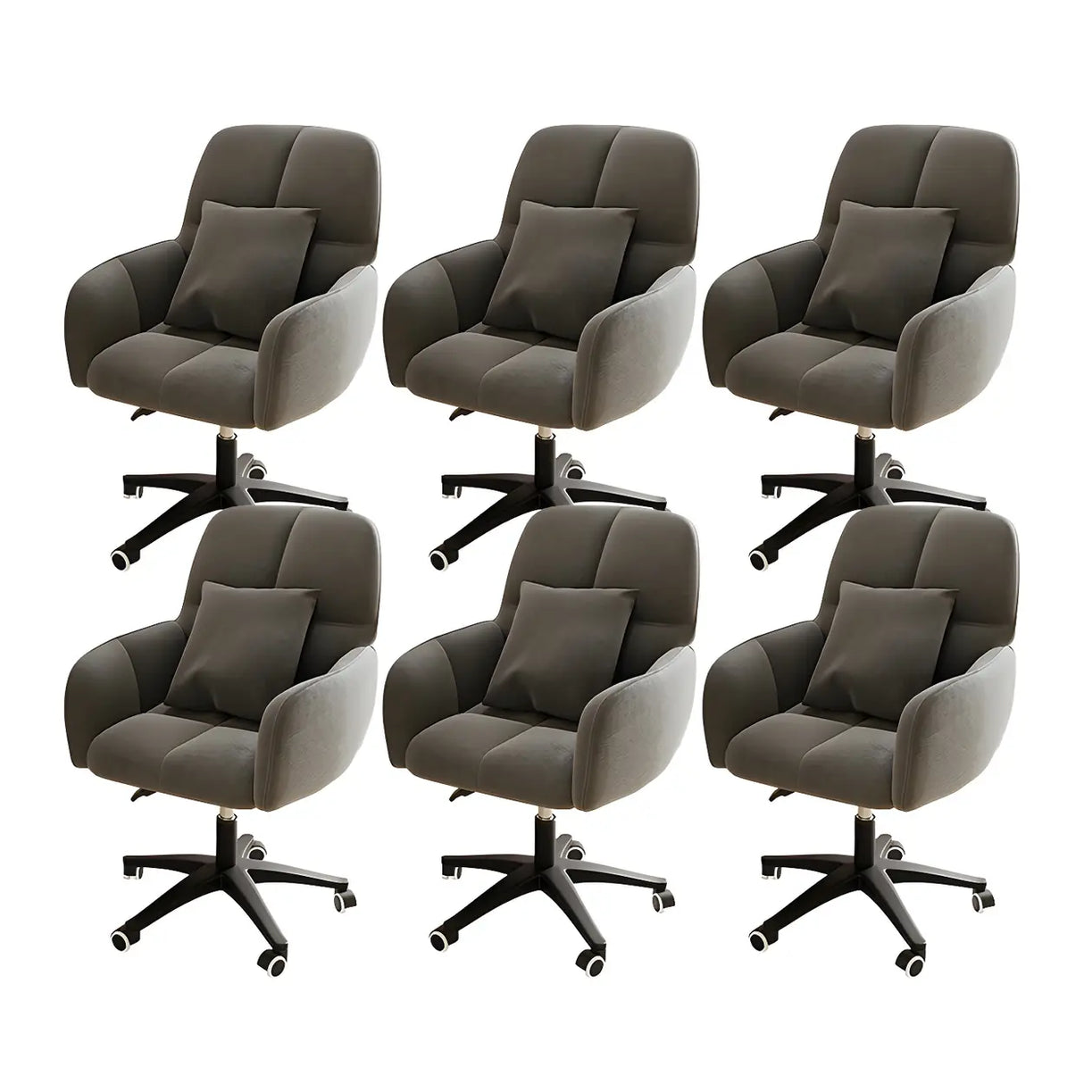 Adjustable Upholstered Curved Leather Off-White Office Chair Image - 24