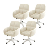 Adjustable Upholstered Curved Leather Off-White Office Chair Image - 26