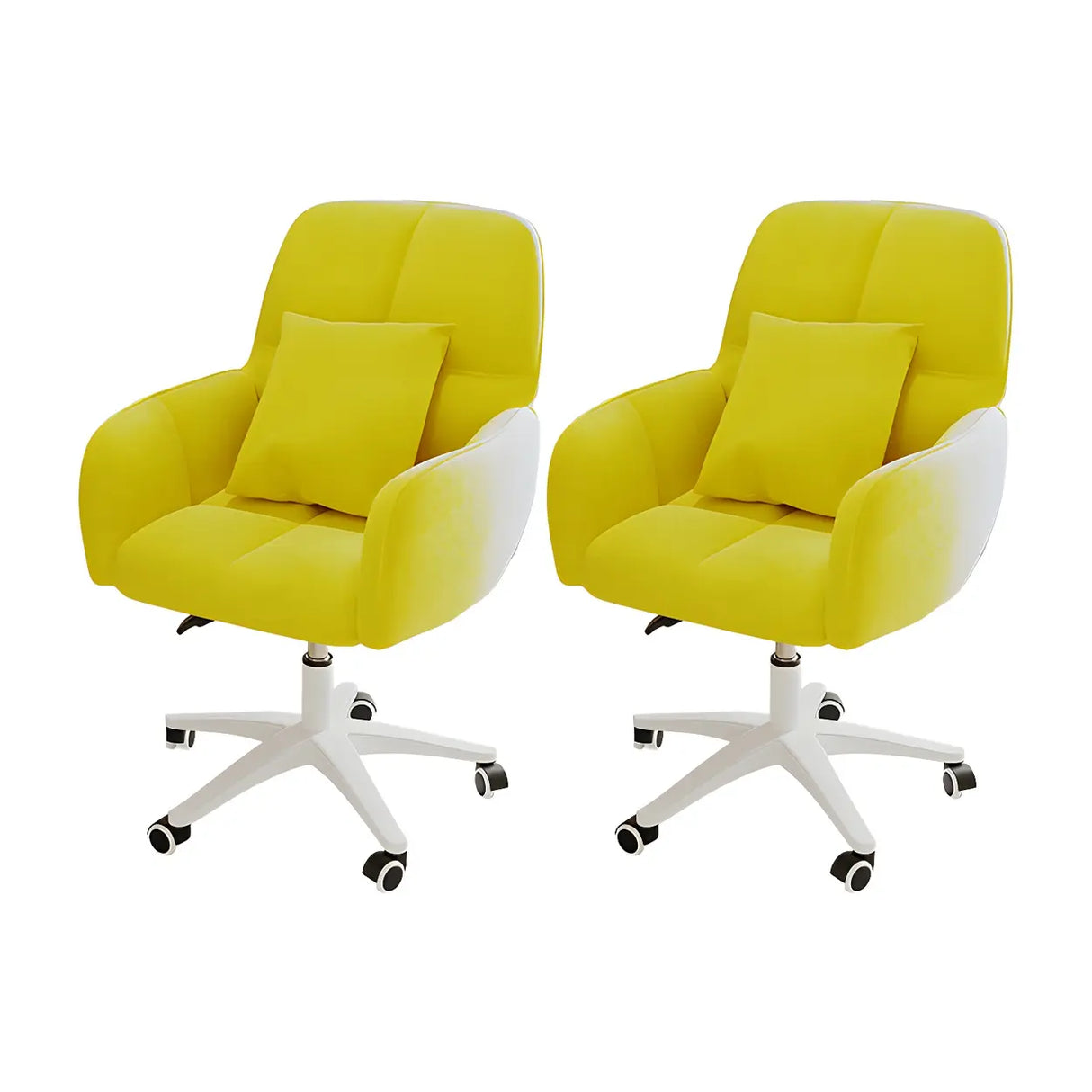 Adjustable Upholstered Curved Leather Off-White Office Chair Image - 28